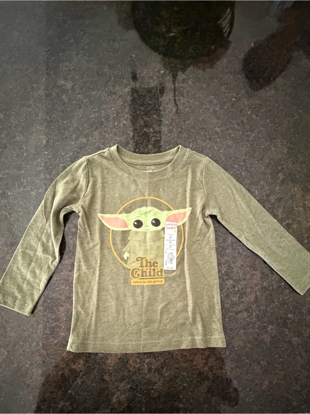jumping beans Olive Green Long-Sleeve Tee with The Child Graphic